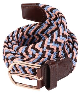 Ruiterriem elastisch  choco/blue/pink