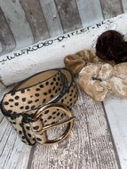 Ruiterriem leopard beige.